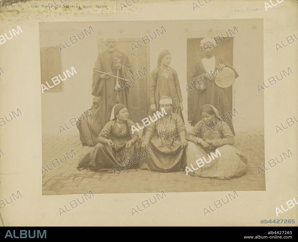 Arab Music and Dancers, Upper Egypt, Antonio Beato (English, born Italy, about 1835 - 1906), 1880 - 1889, Albumen silver print, 21.1 x 26.5 cm (8 5/16 x 10 7/16 in.).