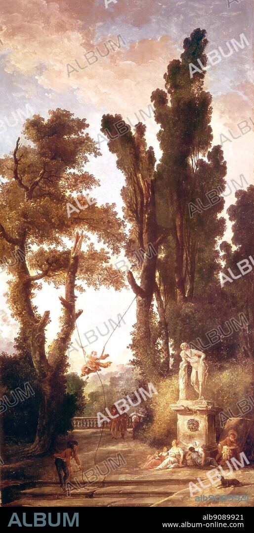The Swing. By Hubert Robert. Met. Mus. NY. 1 of 6 pics. dec. boudoir in Chateau de Bagatelle near Paris. Hubert Robert (1733 - April 15, 1808), French artist, born in Paris. ©2006 TopFoto.