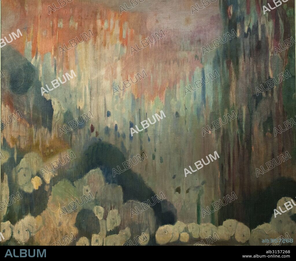 JOAQUIM MIR I TRINXET. Coves de Mallorca, 1903. Fragmento de la decoración de la Casa Trinxet. Óleo. 1903. Museu Abelló, Mollet del Vallés.