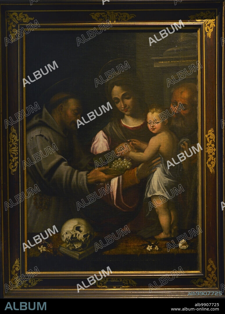 Pietro Martine Alberti (1555-1611). Italian painter. Holy Family with Saint Francis. Oil on canvas. Museo Civico Ala Ponzone. Cremona. Lombardy. Italy.