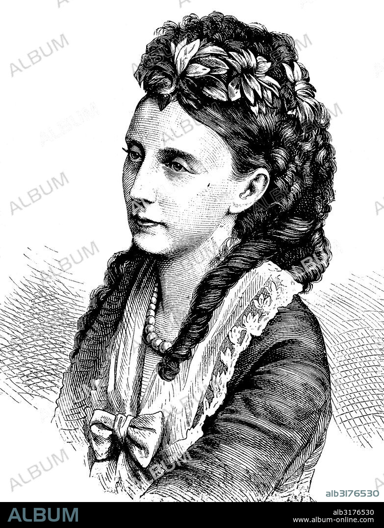 Olga nikolaevna romanova, russian grand duches, wife of karl i and queen of wuerttemberg, 1822 - 1892, historical illustration, 1877.