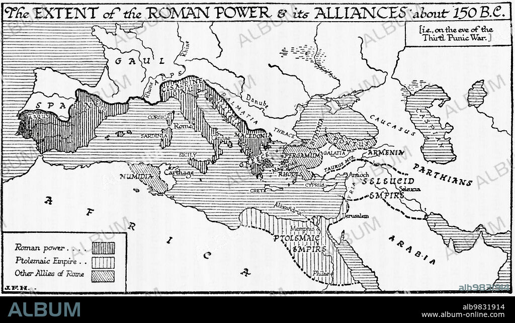 Map of the possible outline of Europe and Western Asia at the maximum of the fourth ice age. From A Short History of the World, published c.1936.