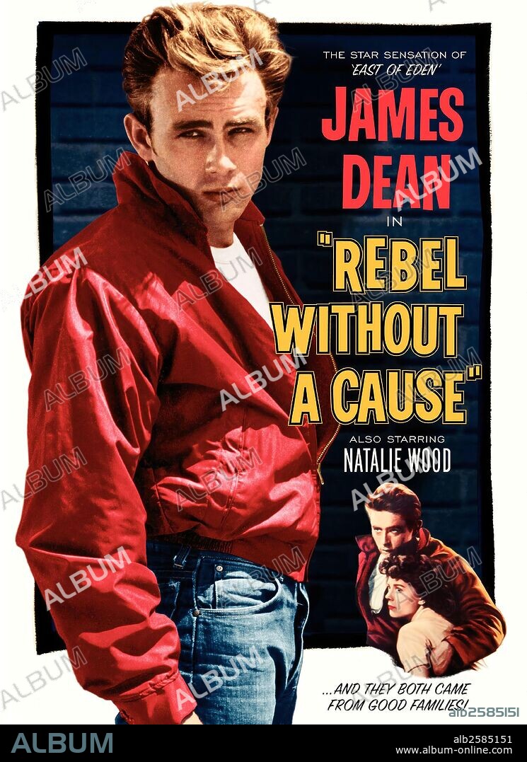 Poster of REBEL WITHOUT A CAUSE, 1955, directed by NICHOLAS RAY. Copyright WARNER BROTHERS.