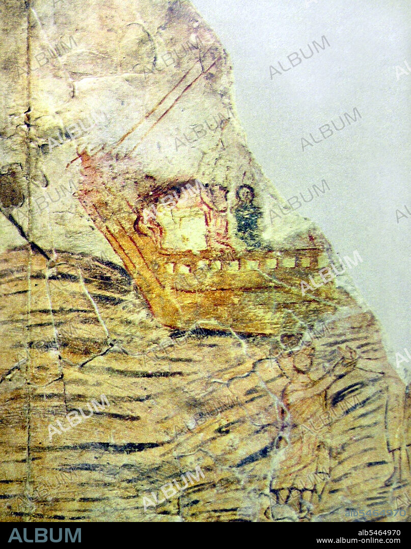 The Dura-Europos church (also known as the Dura-Europos house church) is the earliest identified Christian house church. It is located in Dura-Europos in Syria and dates from 235 CE. The building consists of a house conjoined to a separate hall-like room, which functioned as the meeting room for the church. The surviving frescoes of the baptistry room are probably the most ancient Christian paintings. Murals include the 'Good Shepherd' the 'Healing of the paralytic' and 'Christ and Peter walking on water'. These are considered the earliest depictions of Jesus Christ. There were also frescoes of Adam and Eve as well as David and Goliath. The frescoes clearly followed the Hellenistic Jewish iconographic tradition, but they are more crudely done than the paintings of the nearby Dura-Europos synagogue.