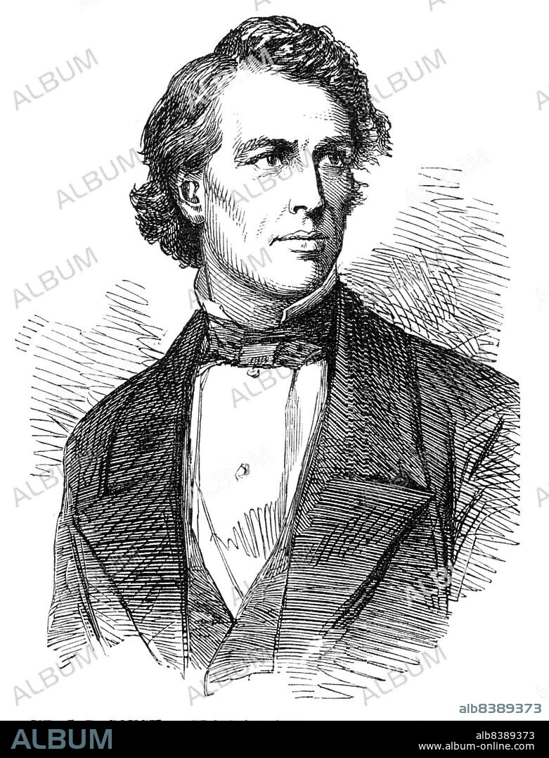 Mr. J.B. Gough - from a daguerreotype by Mayall, 1854. Portrait of American temperance orator John Bartholomew Gough. 'He is a spare, thin man, with premature age stamped upon his face, with a stature by no means imposing. Dressed in ordinary black, you would take him for a very ordinary man, and the first few sentences that fall from his lips strike you as little better than commonplace. Wait awhile, and the orator will warm; the mass before him will respond, and it will beat as with one pulse, while he convulses it with laughter, or melts it into tears. The effect is striking. The scoffer is touched; the drunkard is reclaimed; the most degraded feels that there is yet hope and happiness, and heaven for him...To save the drunkard - to stop the ravages of intemperance - to build up a barrier between the intoxicating cup and the unpolluted lip...such is the work of Mr. Gough'. From "Illustrated London News", 1854.