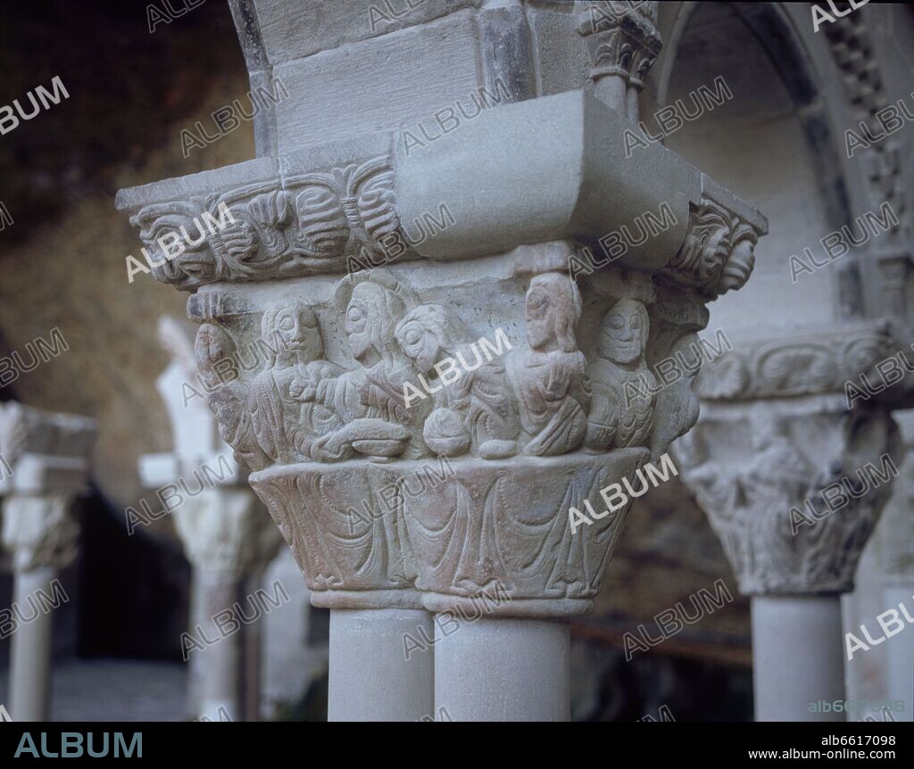 LA ULTIMA CENA - CAPITEL DEL CLAUSTRO ROMANICO - S XII.