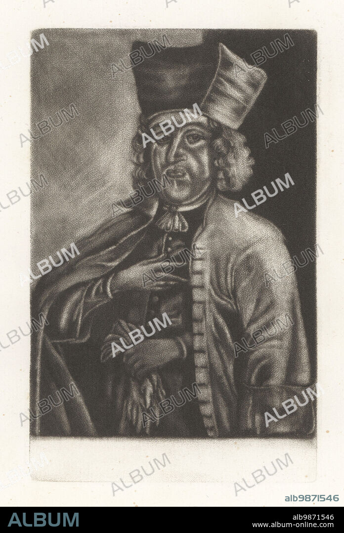Titus Oates, 1649-1705, English priest who fabricated the Popish Plot, a supposed Catholic conspiracy to kill King Charles II. In cap and gloves. From a curious mezzotinto. Copperplate engraving from Samuel Woodburns Gallery of Rare Portraits Consisting of Original Plates, George Jones, 102 St Martins Lane, London, 1816.