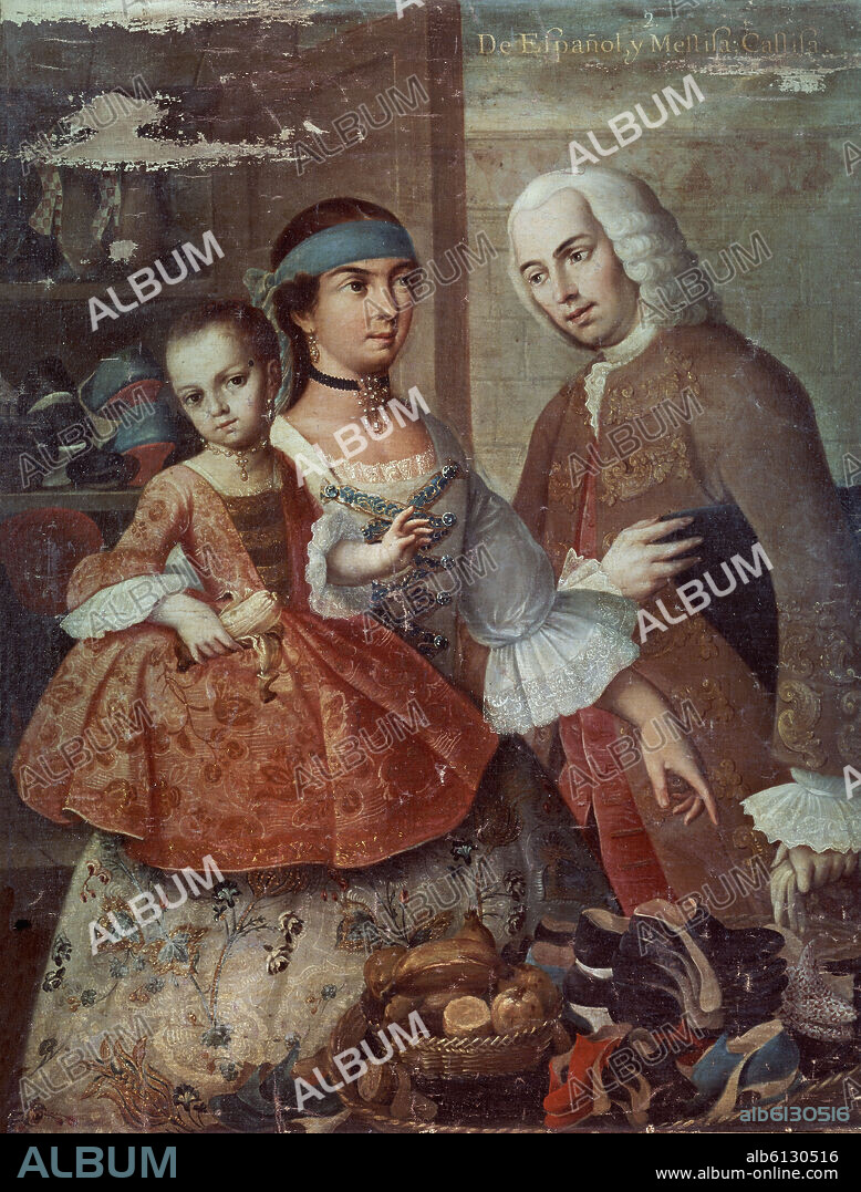 MIGUEL CABRERA (1695-1768). MESTIZAJE - DE ESPANOL Y MESTIZA : CASTIZA - MEXICO - 1763.