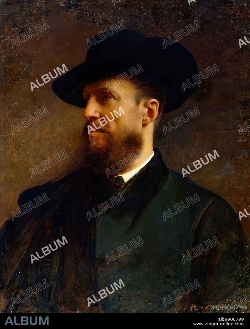 HEINRICH VON ANGELI. Carlos María de Borbón y Austria-Este, 1868. Infante Carlos, Duke of Madrid, Duke of Milan from 1868, made the claim to the title of Duke of Anjou and thus to the Spanish throne.