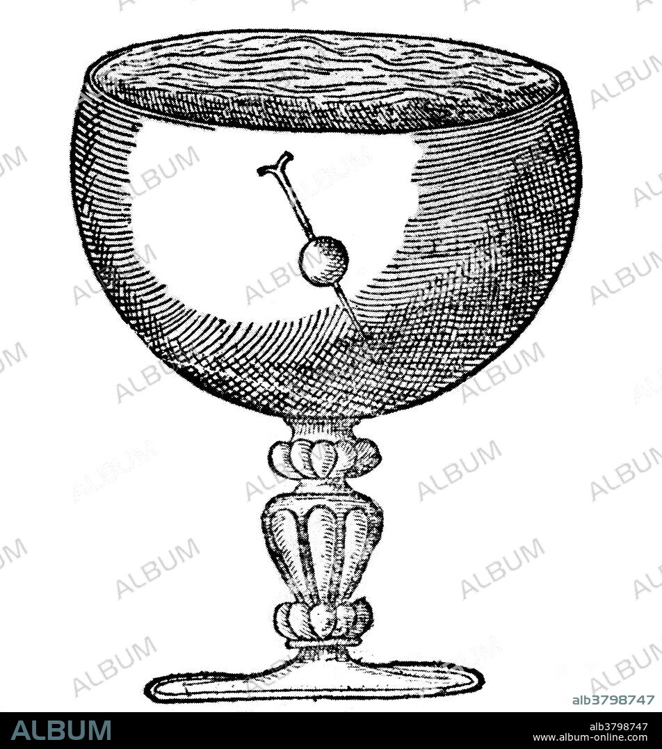 Illustration from De Magnete by Gilbert, published in 1600 showing a magnetic needle slanting at the dip angle when suspended in water with just enough buoyancy to keep it hovering. Magnetic dip is the angle made with the horizontal by the compass needle of a vertically held compass. This angle varies at different points on the Earth's surface. Magnetic dip results from the tendency of a magnet to align itself with lines of force. As the Earth's magnetic lines of force are not parallel to the surface, the north end of a compass needle will point downward on the northern hemisphere (positive dip) or upward on the southern hemisphere (negative dip). William Gilbert (May 24, 1544 - November 30, 1603) was an English physician, physicist and natural philosopher. He was the first to argue that the center of the Earth was iron, and he considered an important and related property of magnets was that they can be cut, each forming a new magnet with north and south poles. He invented the first electrical measuring instrument, the electroscope, in the form of a pivoted needle he called the versorium. He died in 1603 at the age of 59. His cause of death is thought to have been the bubonic plague.