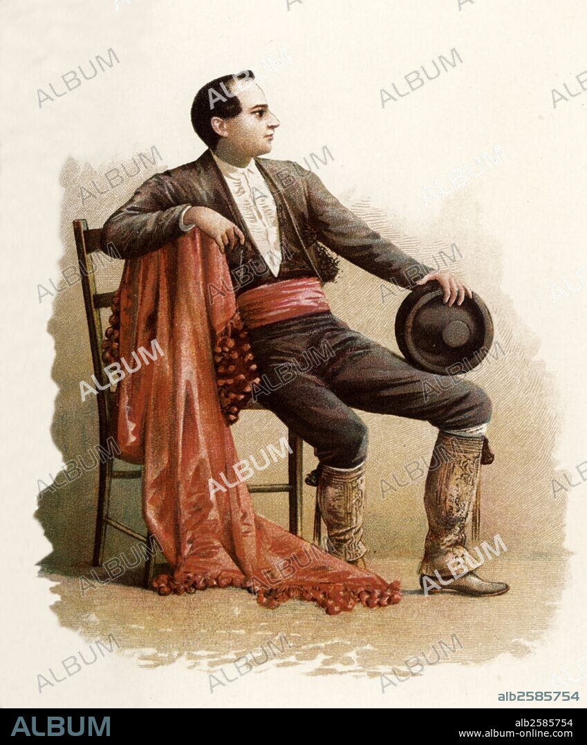 MANUEL MORENO RODRÍGUEZ. Tipos españoles. Sevillano con traje típico. Madrid, años 1880.