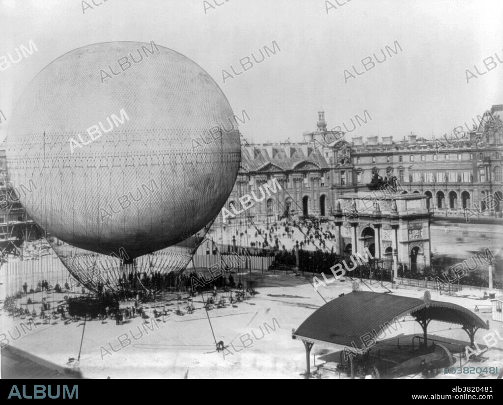 Giffard's balloon before ascension, 1878. Henri Giffard (February 8, 1825 - April 14, 1882) was a French engineer. He invented the injector and the Giffard dirigible, an airship powered with a steam engine, and weighing over 400 pounds. It was the world's first passenger airship. Both practical and steerable, the hydrogen-filled airship was equipped with a 3 hp steam engine that drove a propeller. On September 24, 1852 he made the first powered and controlled flight traveling over 16 miles from Paris to Trappes. He was able to make turns and circles, proving that a powered airship could be steered and controlled, but it was too slow to be effective. He was granted a patent for the injector in 1858. In 1878, he built a captive spherical balloon with a capacity of 25 liters, and a gondola accommodating 40 passengers. It was used to take aloft visitors at the International Exhibition in Paris. In response to his declining eyesight, he committed suicide in 1882, at the age of 57, leaving his estate to the nation for humanitarian and scientific purposes. His is one of the 72 names of scientists inscribed on the Eiffel Tower.