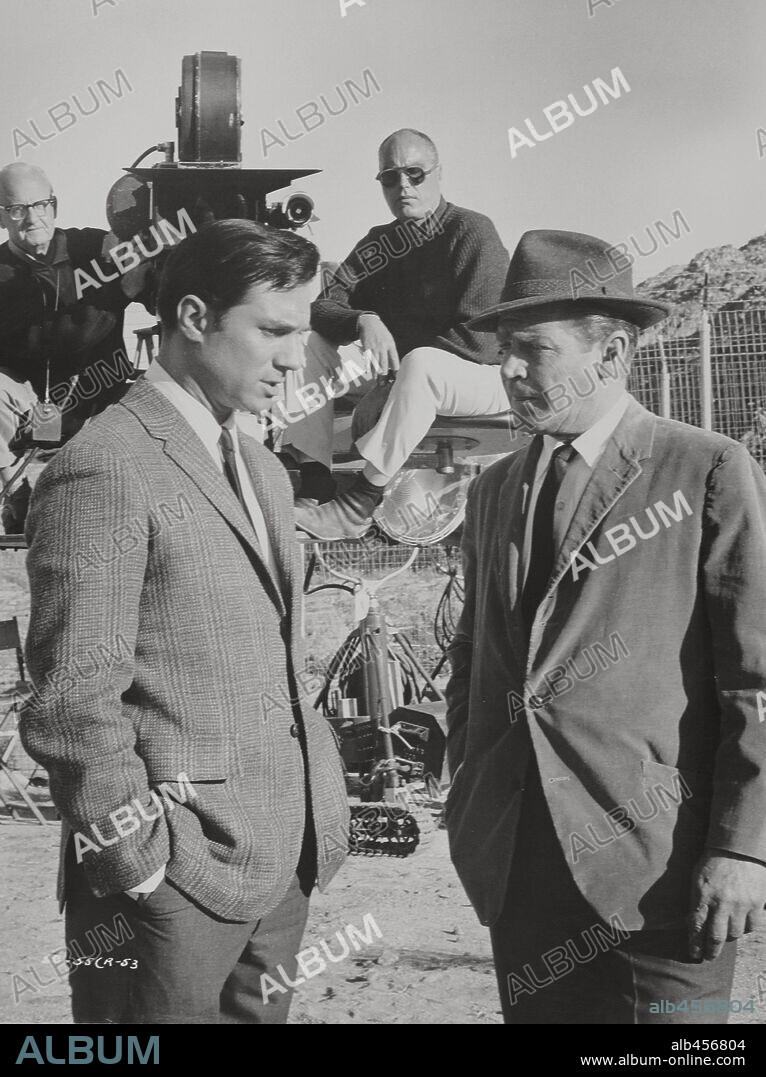 GEORGE MAHARIS, JOHN STURGES and RICHARD BASEHART in THE SATAN BUG, 1965, directed by JOHN STURGES.