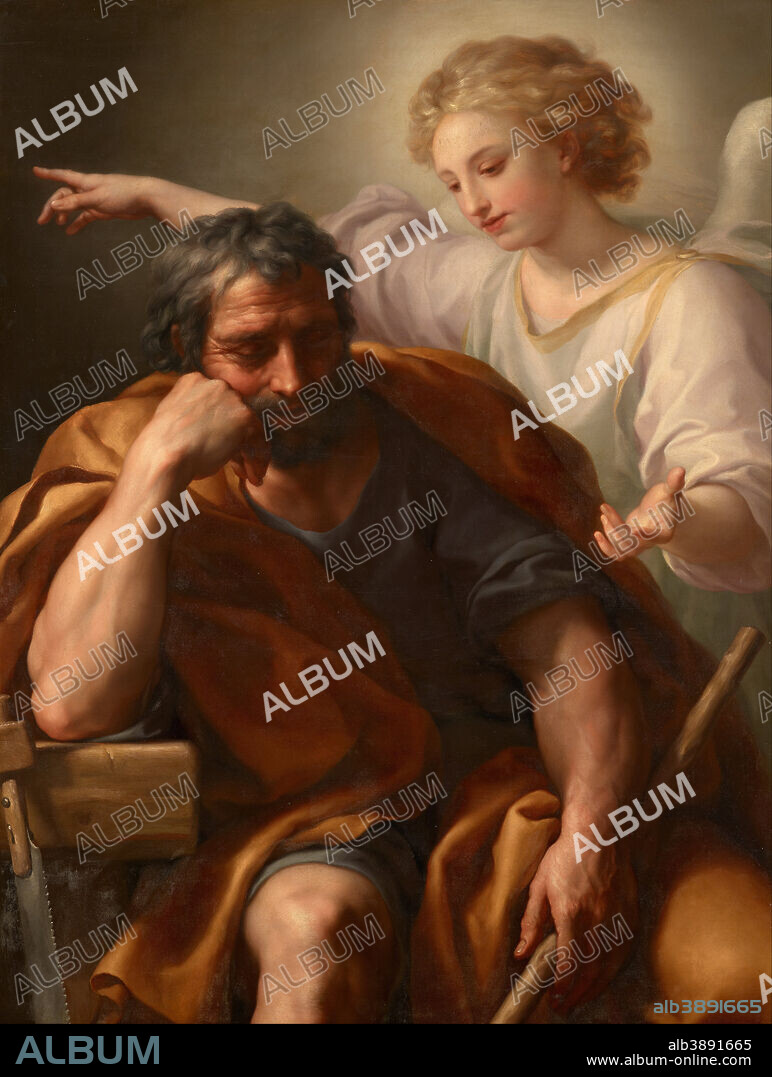 ANTON RAPHAEL MENGS. The Dream of St. Joseph. Date/Period: Ca. 1773/1774. Painting. On oak. Height: 114 cm (44.8 in); Width: 86 cm (33.8 in).