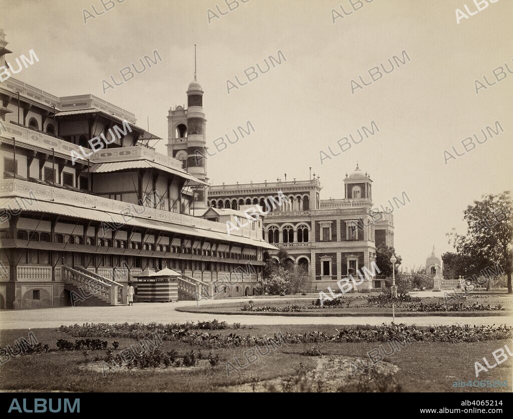 ANON. Old & new Palace, Makarpura, Baroda. Makarpura Palace was a Gaekwad royal palace in the city of Vadodara, Gujarat  state, India. It was built by Maharaja Khende Rao in 1870, designed in the Italian style. . Lee-Warner Collection: 'Baroda views and buildings, c.1890.'. c. 1890. Source: Photo 2/7(2).