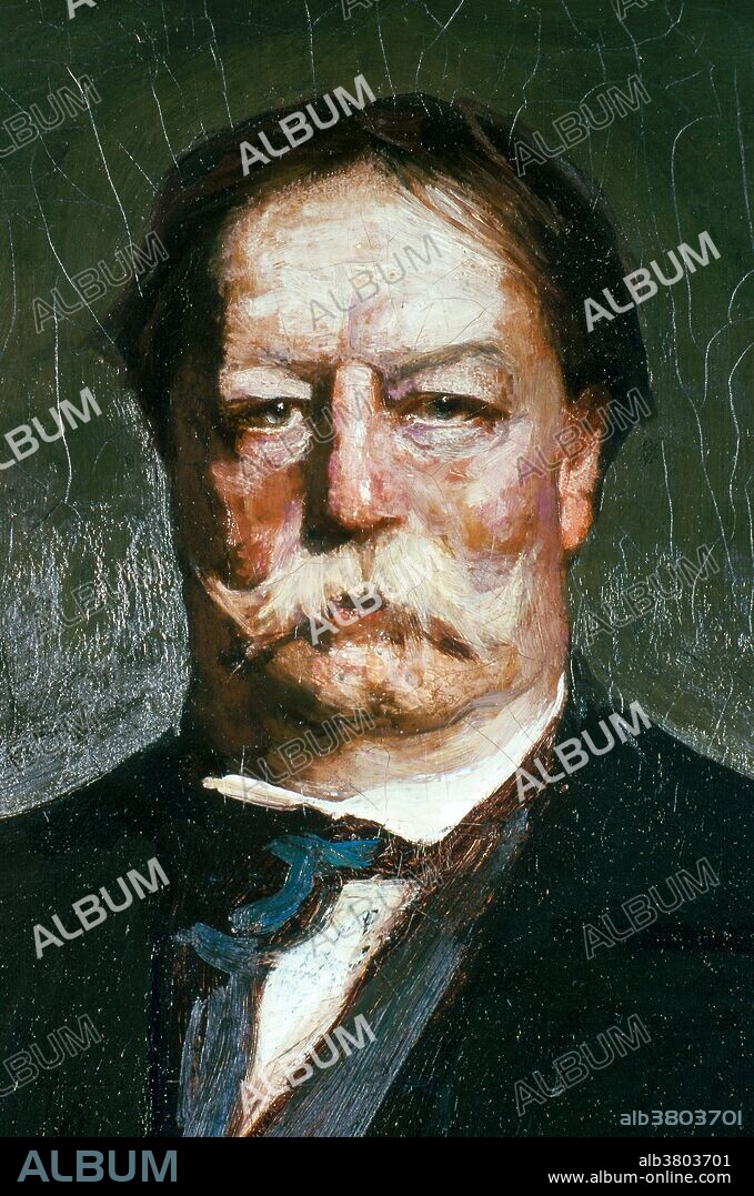 Taft portrait by Robert L. MacCameron, 1909. William Howard Taft (September 15, 1857 - March 8, 1930) was the 27th President of the USA (1909-13). Before becoming President, Taft, a Republican, was appointed to serve on the Superior Court of Cincinnati in 1887. In 1890, Taft was appointed Solicitor General of the US and in 1891 a judge on the US Court of Appeals for the Sixth Circuit. In 1900, President McKinley appointed Taft Governor-General of the Philippines. In 1904, President Roosevelt appointed Taft Secretary of War, his close political ally, into his handpicked presidential successor. In his only term, Taft's domestic agenda emphasized trust-busting, civil service reform, strengthening the Interstate Commerce Commission, improving the performance of the postal service, and passage of the 16th Amendment. After leaving office, he spent his time in academia, arbitration, and the pursuit of world peace through his self-founded League to Enforce Peace. In 1921, after WWI, President Harding appointed Taft Chief Justice of the US. He served in this capacity until shortly before his death in 1930 at the age of 72.