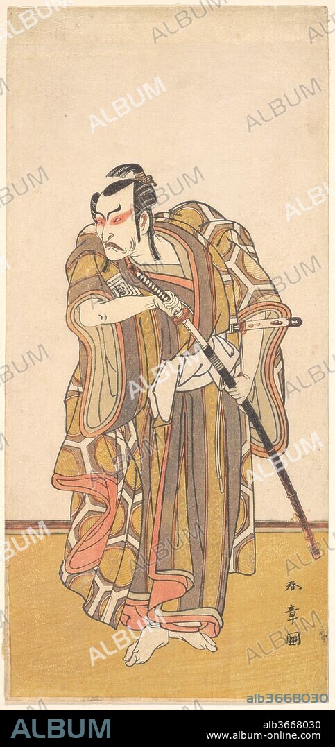 Ichikawa Danzo III as a Samurai Drawing a Sword. Artist: Katsukawa Shunsho (Japanese, 1726-1792). Culture: Japan. Dimensions: 12 3/4 x 5 3/4 in. (32.4 x 14.6 cm). Date: ca. 1772.