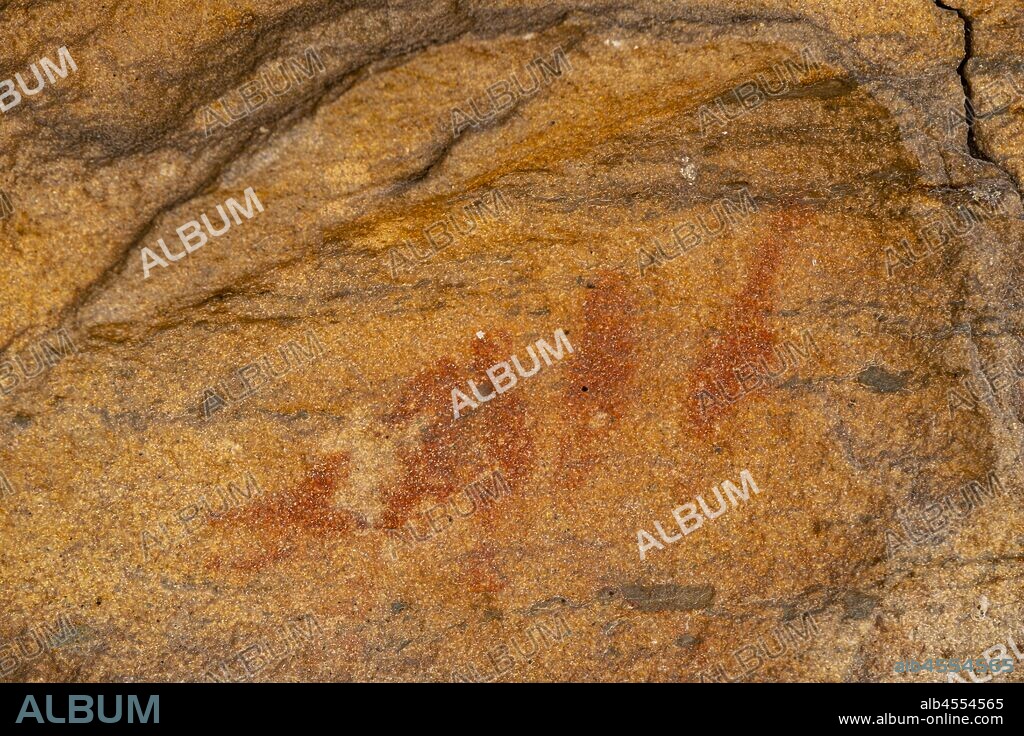 representacion de aves , Pinturas rupestres que datan entre el año 3.000 y 2.000 Antes de Cristo (Calcolítico-Edad de Bronce), Valosandero, Soria, Comunidad Autónoma de Castilla, Spain, Europe.