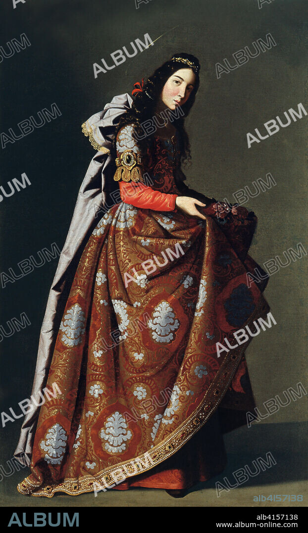 FRANCISCO DE ZURBARAN. Zurbarán (Fuente de Cantos, 1598-Madrid, 1664). Santa Casilda (hacia 1630 - 1635). Óleo sobre lienzo. 171 x 107 cm.