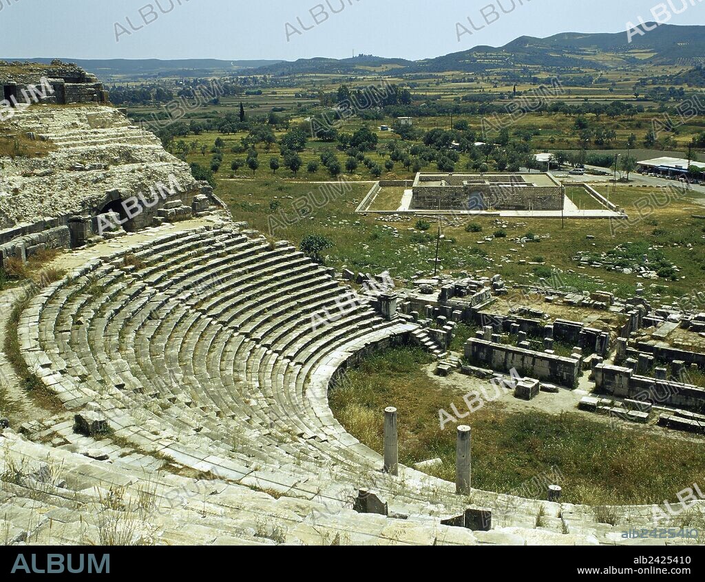 Turkey. Miletus. Ancient Greek city on the western coast of Anatolia. The Theater. Cavea and orchestra. Hellenistic and Roman Period. Ca. 300-133 BC.