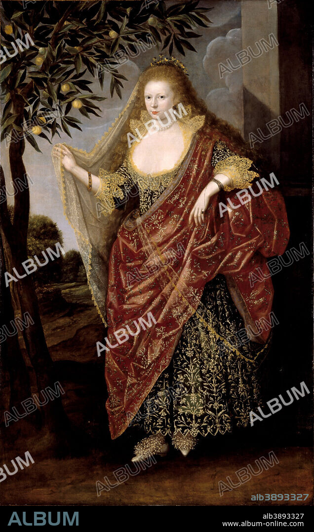 BRITISH SCHOOL. Portrait of a Lady, Called Elizabeth, Lady Tanfield. Date/Period: 1615. Painting. Oil on canvas. Height: 2,212 mm (87.08 in); Width: 1,370 mm (53.93 in).