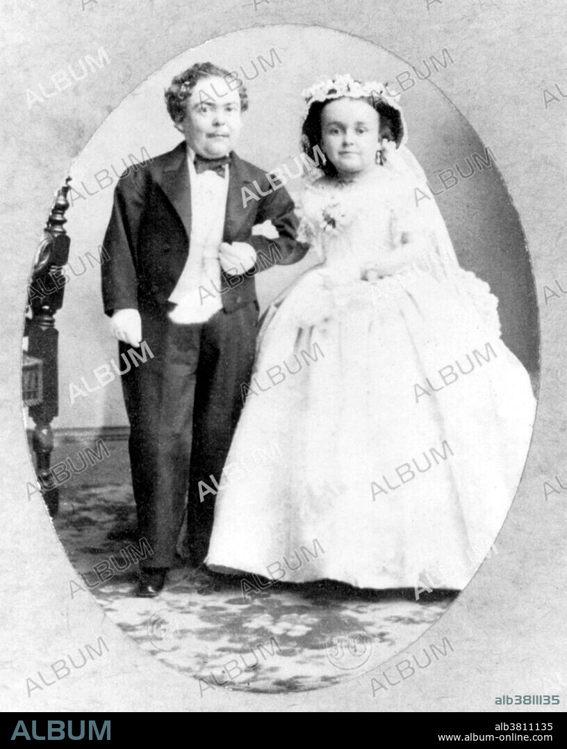 Charles Sherwood Stratton (January 4, 1838 - July 15, 1883), "General Tom Thumb", was an American dwarf performer. P.T. Barnum, a distant relative, taught the boy how to sing, dance, mime, and impersonate famous people. Barnum took young Stratton on a tour of Europe, making him an international celebrity. His marriage with a little person, Lavinia Warren (October 31, 1842 - November 25, 1919), became front-page news. The wedding took place at Grace Episcopal Church and the wedding reception was held at the Metropolitan Hotel. The best man at the wedding was Commodore Nutt, another dwarf performer in Barnum's employ. Following the wedding, the couple was received by President Lincoln at the White House. Under Barnum's management, Stratton became a wealthy man. He owned houses, a steam yacht, and he had a wardrobe of fine clothes. When Barnum got into financial difficulty, Stratton bailed him out. Later, they became business partners. Stratton died unexpectedly of a stroke in 1883, at the age of 45. Over 20,000 people attended the funeral. Warren died in 1919 at the age of 77 and is buried next to her first husband with a simple gravestone that reads: "His Wife.".