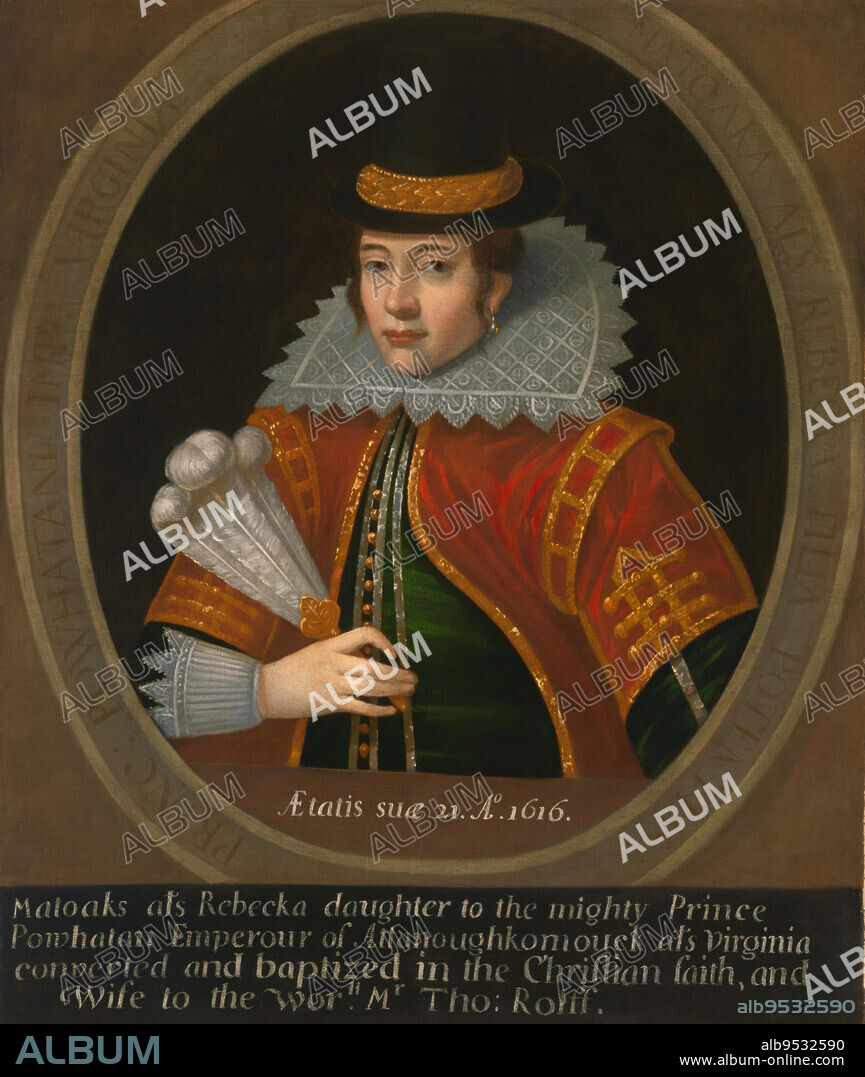 SIMON VAN DE PASSE (copy). Pocahontas. oil on canvas. Date: after 1616.