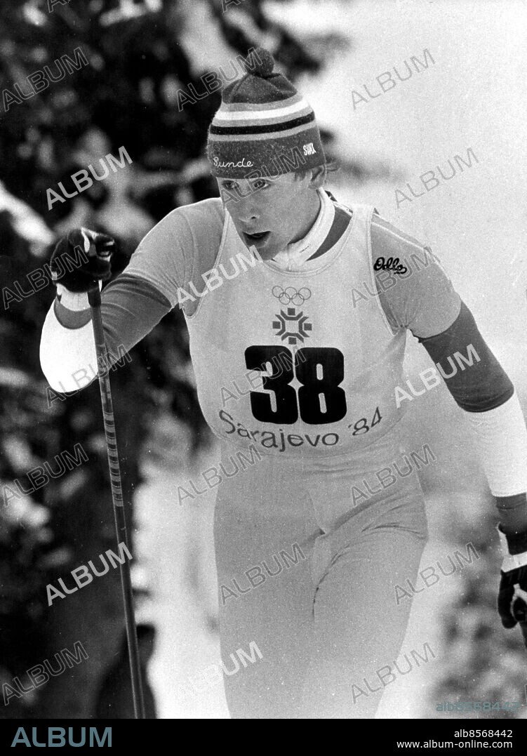 ©SCANPIX SWEDEN, 1984.. Gunde Svan, skidor, under OS i Sarajevo 1984.. Foto: Ingvar Karmhed/SCANPIX. Code: 30082.