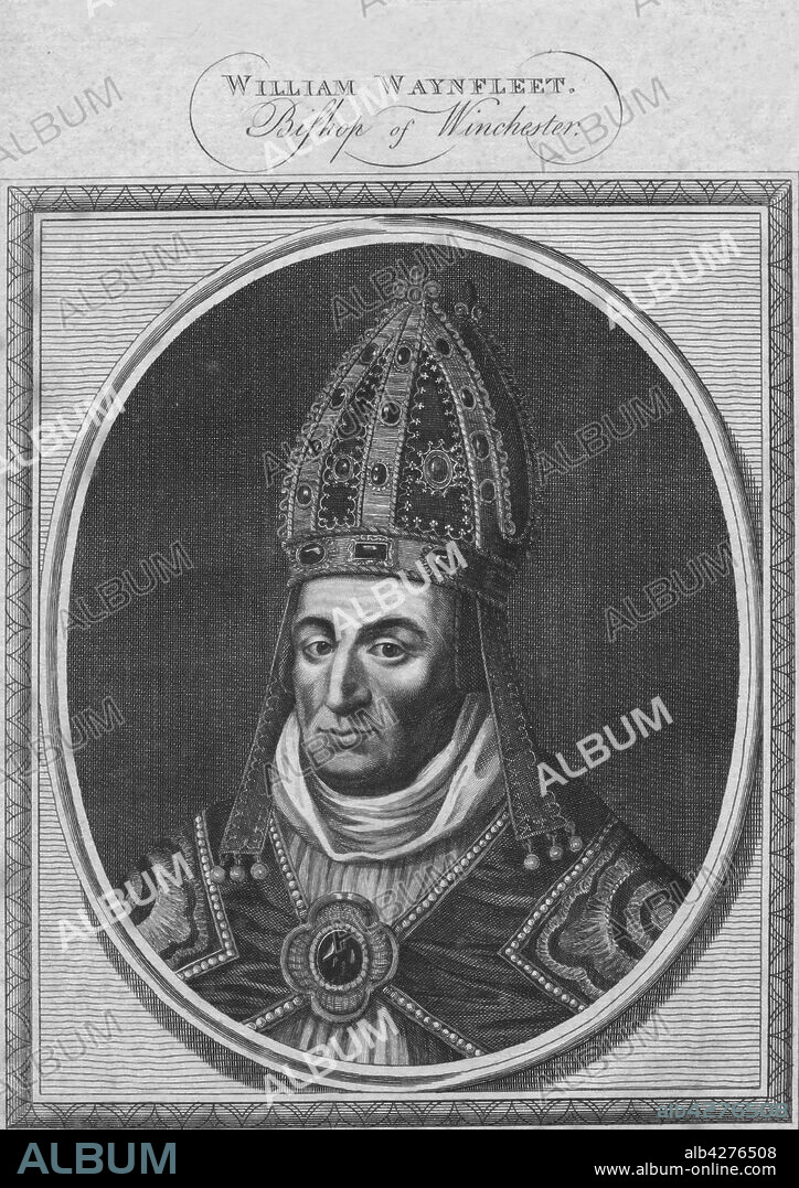 'William Waynfleet, Bishop of Winchester', 1786. William Waynflete (c1398-1486), born William Patten was Provost of Eton (1442-1447), Bishop of Winchester (1447-1486) and Lord Chancellor of England (1456-1460). Remembered as founder of Magdalen College in Oxford.  From "The History of England" by Paul de Rapin-Thoyras. [Harrison, London, England].