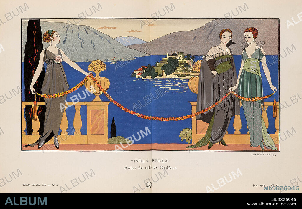 GEORGE BARBIER. Isola Bella. Robes du soir de Redfern. (La Gazette du Bon ton).