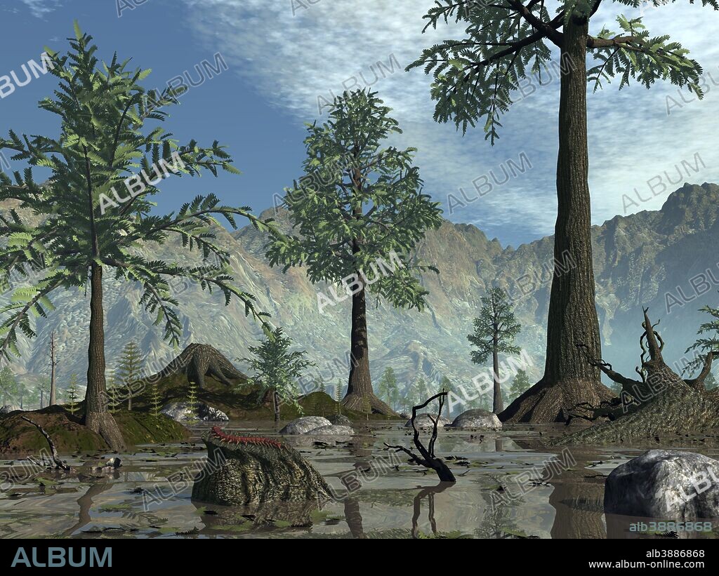 385 million years ago, near the end of the Devonian period, the first trees began to populate the Earth. Considered the first modern trees, the Archaeopteris were a part of the Earth's primitive forests for the next 25 million years.