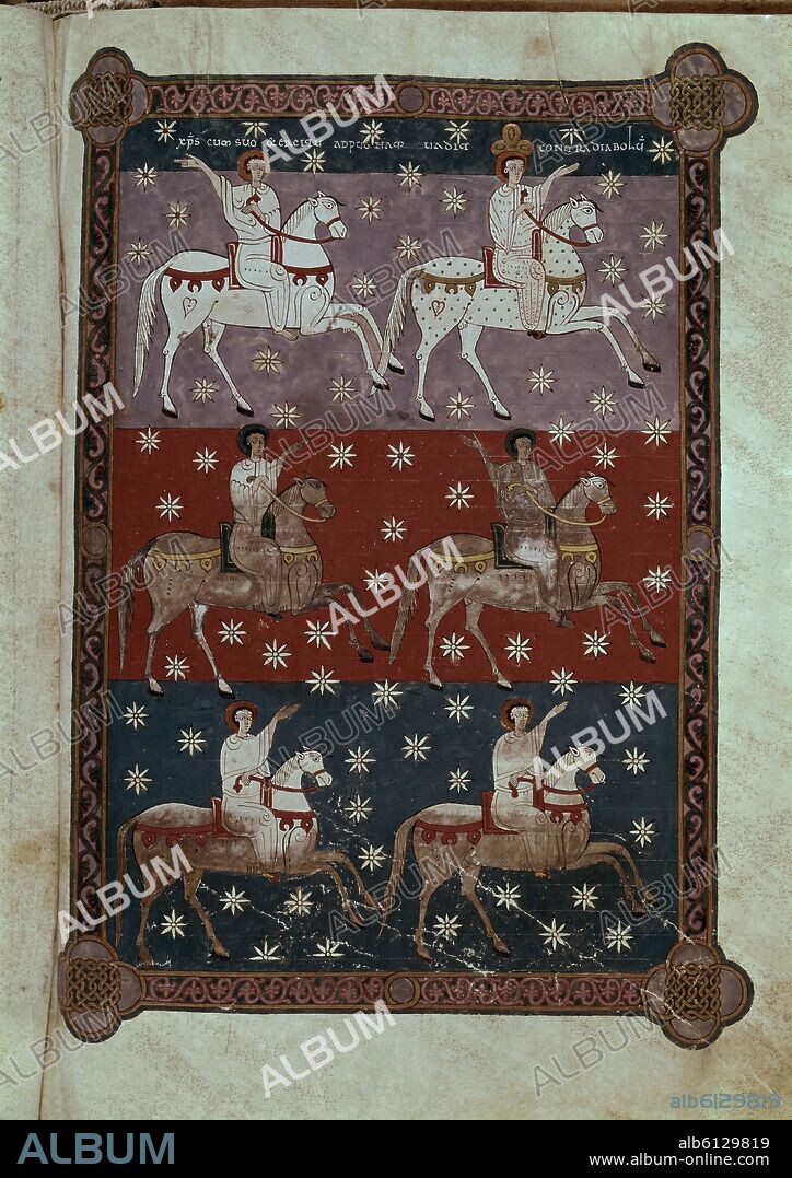 BEATO DE LIÉBANA. COMENTARIO AL APOCALIPSIS F 240, EL BLANCO EJERCITO DE DIOS, JINETE FIEL Y VERAZ SOBRE EL CABALLO,  SEIS JINETES.