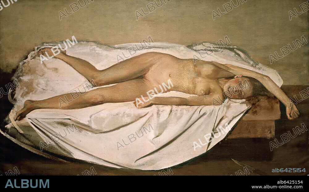 Balthus, Baltusz Klossowski de Rola, dit ; 1908-2001. - "La Victime", 1939-46. Huile sur toile, H. 1,33 ; L. 2,20.