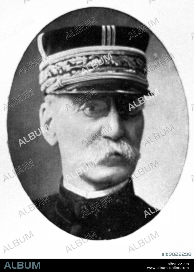 Photograph of General Joseph Simon Gallieni. Lived between April 1849May 1916. A French soldier, administrator and military commander in the French colonies. He is credited with being the guiding intelligence behind the French victory in the First Battle of the Marne in 1914, and he finished his career during the First World War. He was posthumously named made Marshal of France in 1921.