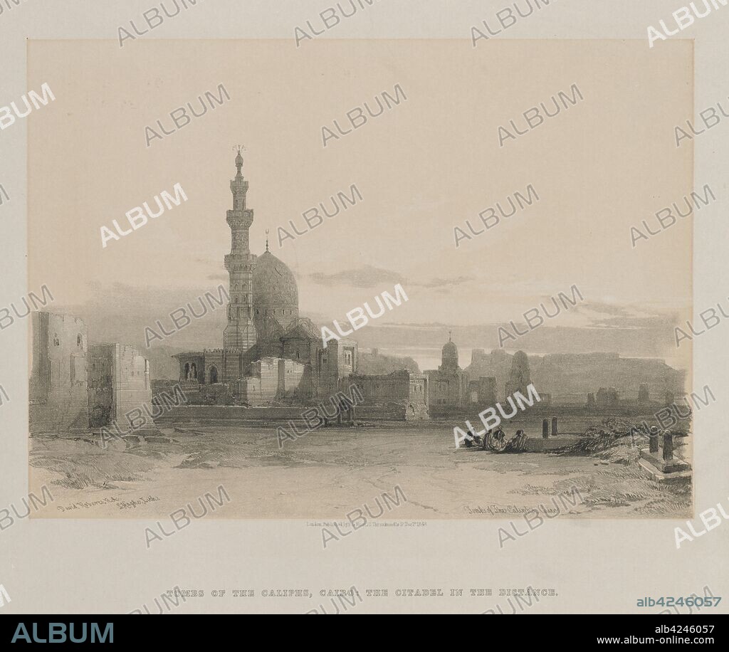Egypt and Nubia, Volume III: Tombs of the Caliph's, Cairo, 1848. Louis Haghe (British, 1806-1885), F.G.Moon, 20 Threadneedle Street, London, after David Roberts (British, 1796-1864). Color lithograph; sheet: 38.7 x 43 cm (15 1/4 x 16 15/16 in.); image: 24.6 x 34.3 cm (9 11/16 x 13 1/2 in.).