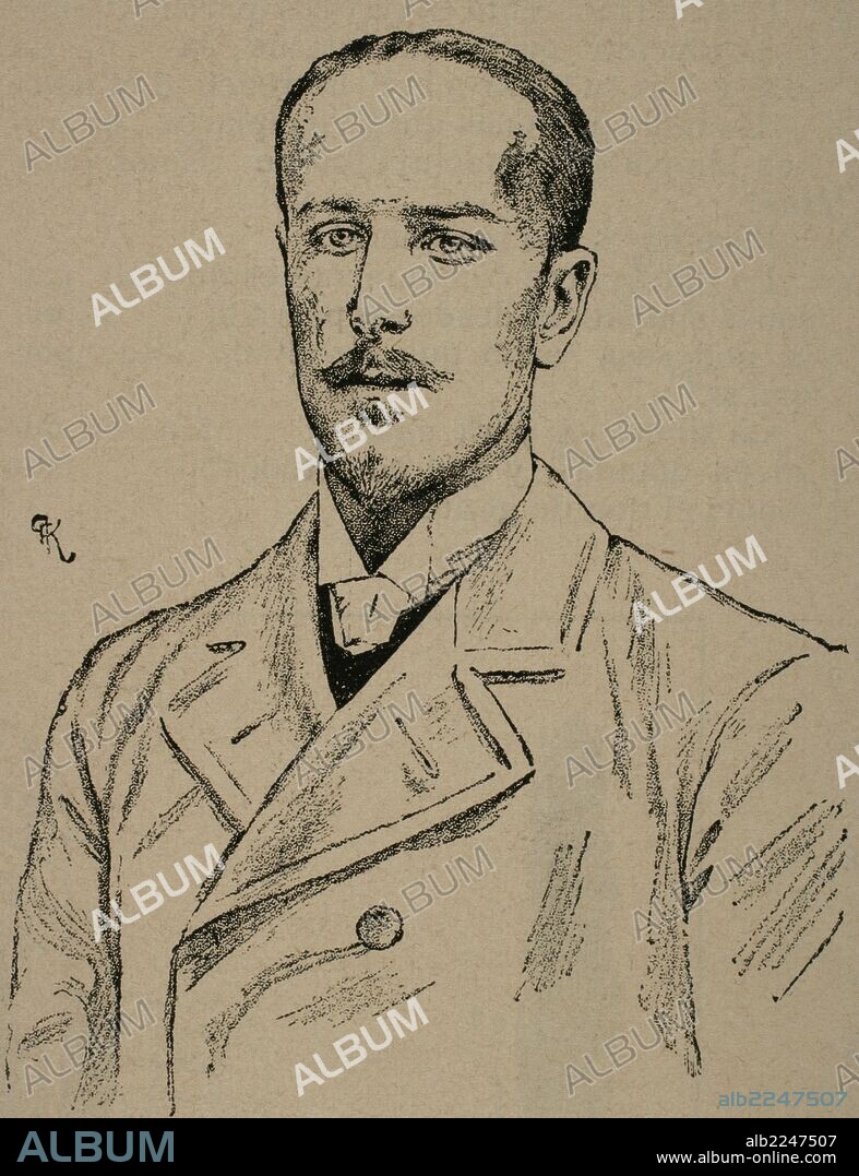 Fernand Khnopff (1858-1921). Pintor belga. Grabado realizado por F. Khnopff. "La Ilustración Ibérica", 1891.