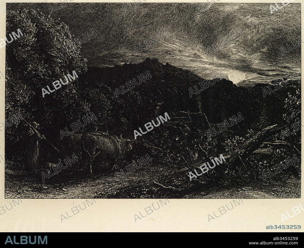 The Weary Ploughman, or The Herdsman, or Tardus Bubulcus, begun 1858, Etching; eighth state of eight, sheet: 6 1/4 x 7 15/16 in. (15.8 x 20.2 cm), Prints, Samuel Palmer (British, London 1805–1881 Redhill, Surrey).