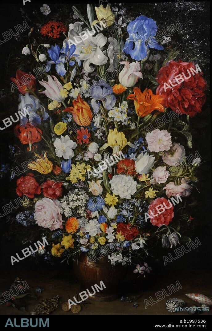JAN BRUEGHEL EL VIEJO. ARTE BARROCO. FLANDES. Jan Brueghel the Elder (1568-1625). Ramo de flores. 1606. Museo Pinacotea Ambrosiana. Milán. Italia.
