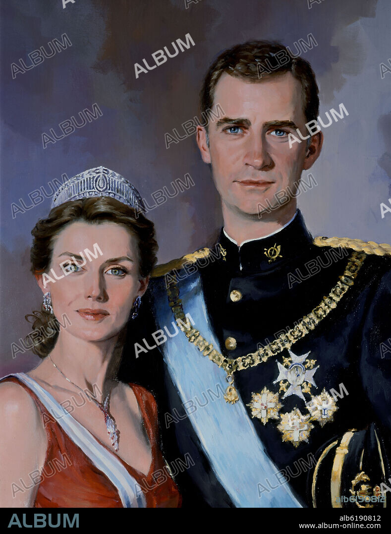 RICARDO SANZ 1957/. DETALLE DEL RETRATO DE LOS PRINCIPES DE ASTURIAS - 2008.