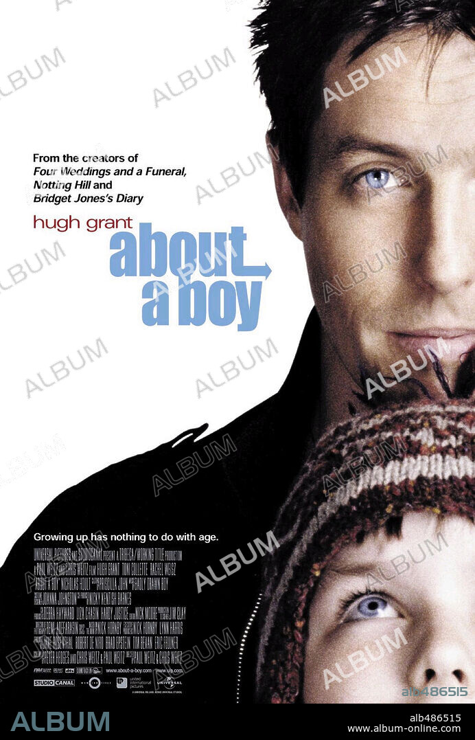 HUGH GRANT and NICHOLAS HOULT in ABOUT A BOY, 2002, directed by CHRIS WEITZ and PAUL WEITZ. Copyright UNIVERSAL PICTURES.