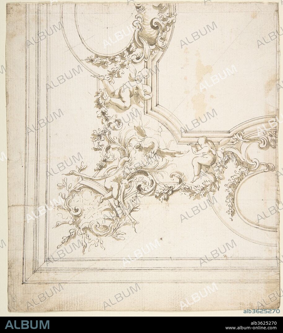 Design for a Ceiling Decoration. Artist: Donato Giuseppe Frisoni (Italian, Laino near Como 1683-1735 Ludwigsburg). Dimensions: Sheet: 7 11/16 x 8 11/16 in. (19.6 x 22.1 cm). Date: 1709-20.