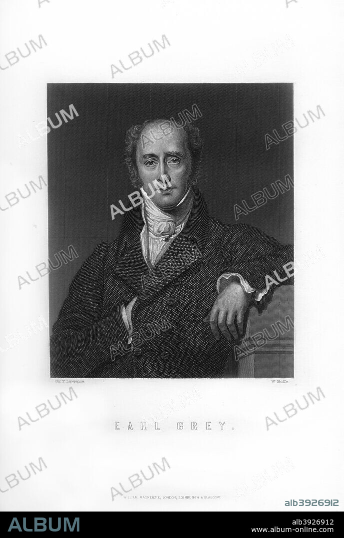 Charles Grey, 2nd Earl Grey, British Whig statesman and Prime Minister, (1893). Earl Grey (1764-1845) served as Prime Minister from 1830-1834, his ministry being notable for the passage of the Reform Act of 1832. An Engraving from James Taylor's The Age We Live In: A History of the Nineteenth Century, From the Peace of 1815 to the Present Time', William Mackenzie, London, 1893.