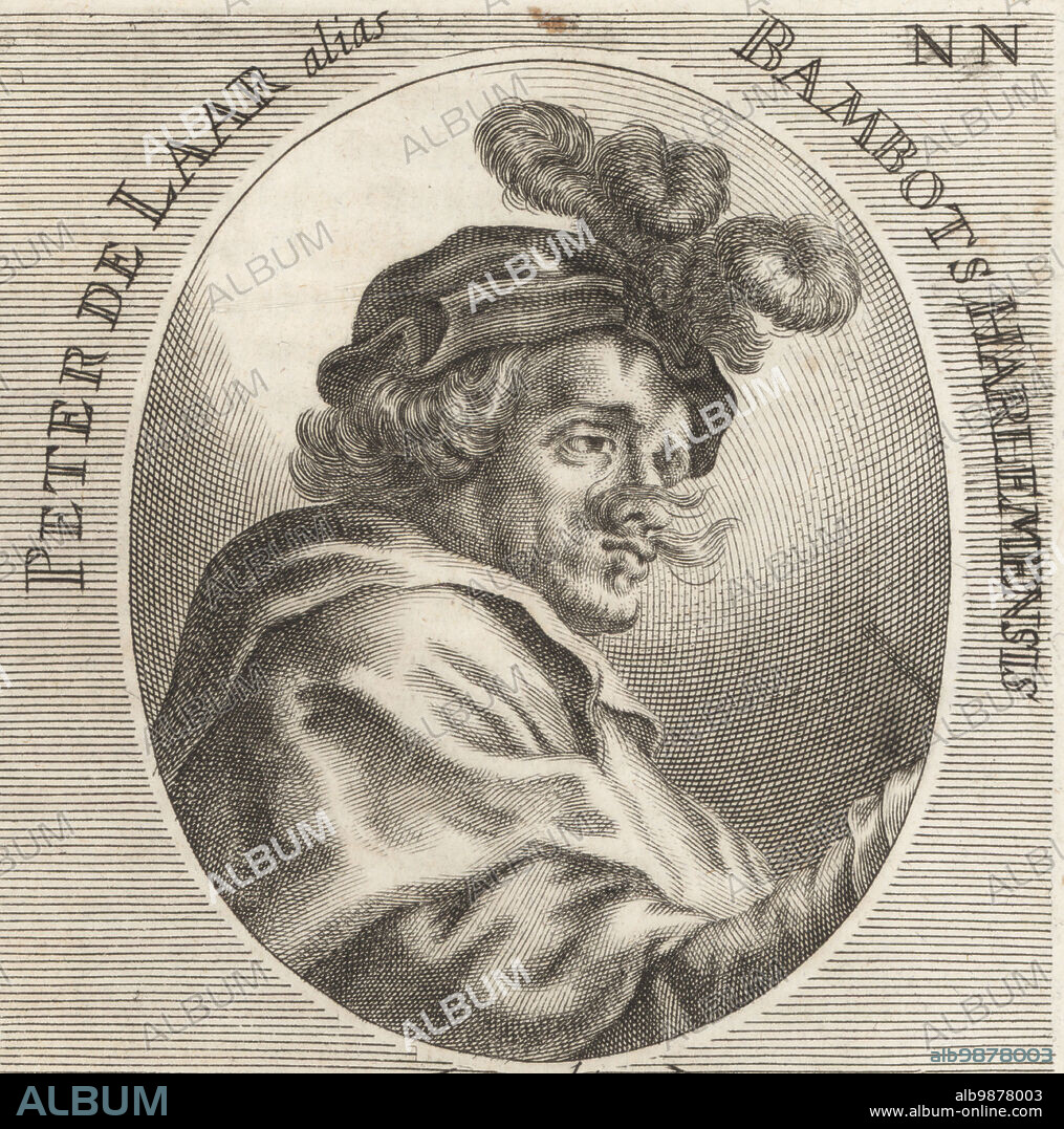 Pieter Bodding van Laer, Dutch painter and printmaker from Haarlem, 1599-c.1641. Also known as Il Bamboccio. Peter de Laar alias Bambots Harlemensis. Copperplate engraving by Richard Collin after an illustration by Joachim von Sandrart from his LAcademia Todesca, della Architectura, Scultura & Pittura, oder Teutsche Academie, der Edlen Bau- Bild- und Mahlerey-Kunste, German Academy of Architecture, Sculpture and Painting, Jacob von Sandrart, Nuremberg, 1675.