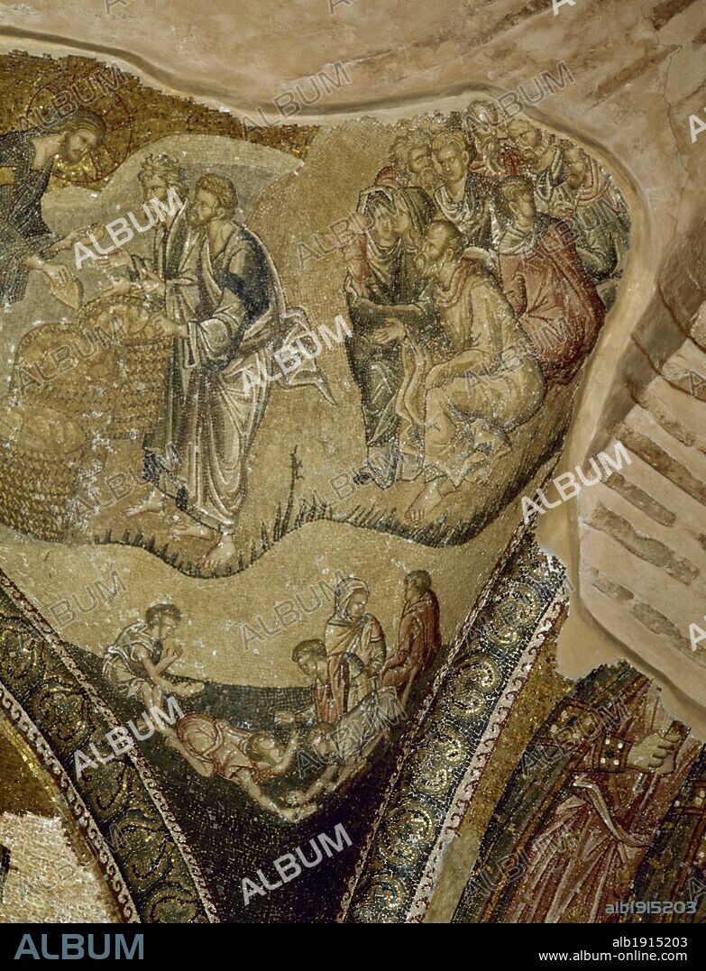 Chora Church. Mosaic. The Multiplication of Loaves and Fishes. Istanbul, Turkey.