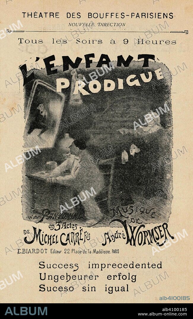 ADOLPHE WILLETTE. Theatre programme for L'Enfant prodigue by Michel Carré (Théâtre Illustré, 26 June 1890). Dimensions: 19.4 cm x 13.9 cm, 19.4 cm x 13.9 cm.