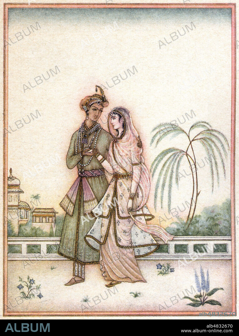 Nala et Damayanti tiree du Mahabharata. Illustration de Paul ZENKER (19-20 s.) pour le frontispice de l'edition de 1927. Credit : Collection Jonas/Kharbine-Tapabor.