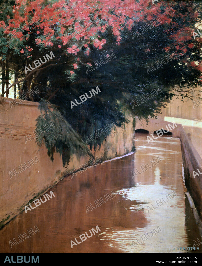 SANTIAGO RUSIÑOL. RUSIÑOL , SANTIAGO. PINTOR ESPAÑOL . BARCELONA 18961 - 1931. " ACEQUIA EN VALENCIA " , OLEO AÑO 1901. CIRCULO DEL LICEO . MADRID.