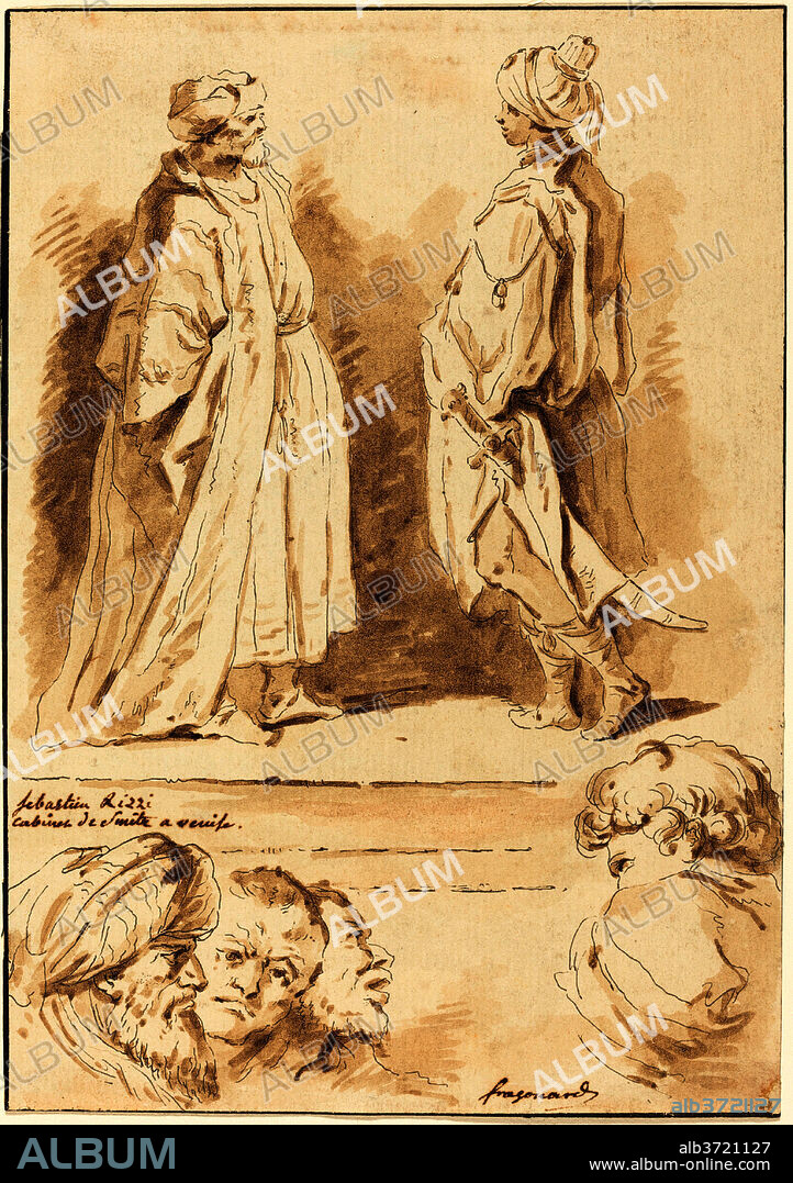 JEAN CLAUDE RICHARD DE SAINT-NON AFTER JEAN-HONORé FRAGONARD AFTER SEBASTIANO RICCI. Details from the Adoration of the Magi and the Pool at Bethesda. Dated: 1774. Dimensions: sheet (trimmed within plate mark): 18.6 x 13.1 cm (7 5/16 x 5 3/16 in.). Medium: etching counterproof reworked in brown wash on laid paper.