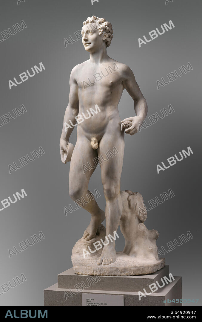 Domenico Poggini, Bacchus, Italian, Florence, Domenico Poggini (Italian, Florence 15201590 Rome), 1554, Italian, Florence, Marble, Overall: 54 × 21 × 18 in. (137.2 × 53.3 × 45.7 cm), Sculpture.