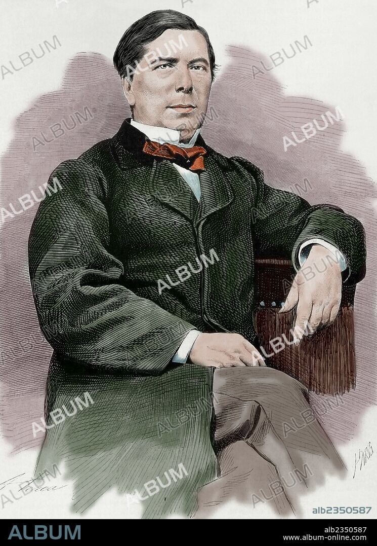 LOPEZ Y LOPEZ, Antonio (Comillas, 1817-Barcelona, 1883). Financiero español. Después de residir algún tiempo en Andalucía marchó a Cuba (1831) y se estableció en La Habana. En 1856 regresó a España e invirtió la fortuna adquirida en la isla. Amigo personal de Alfonso XII, recibió el título de MARQUES DE COMILLAS y fue nombrado grande de España (1881). Grabado por Paris. Coloreado. "La Ilustración Española y Americana", 1876.